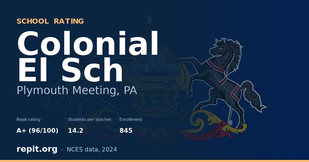 Colonial El Sch, Plymouth Meeting, PA — Repit school rating A+ (96/100)