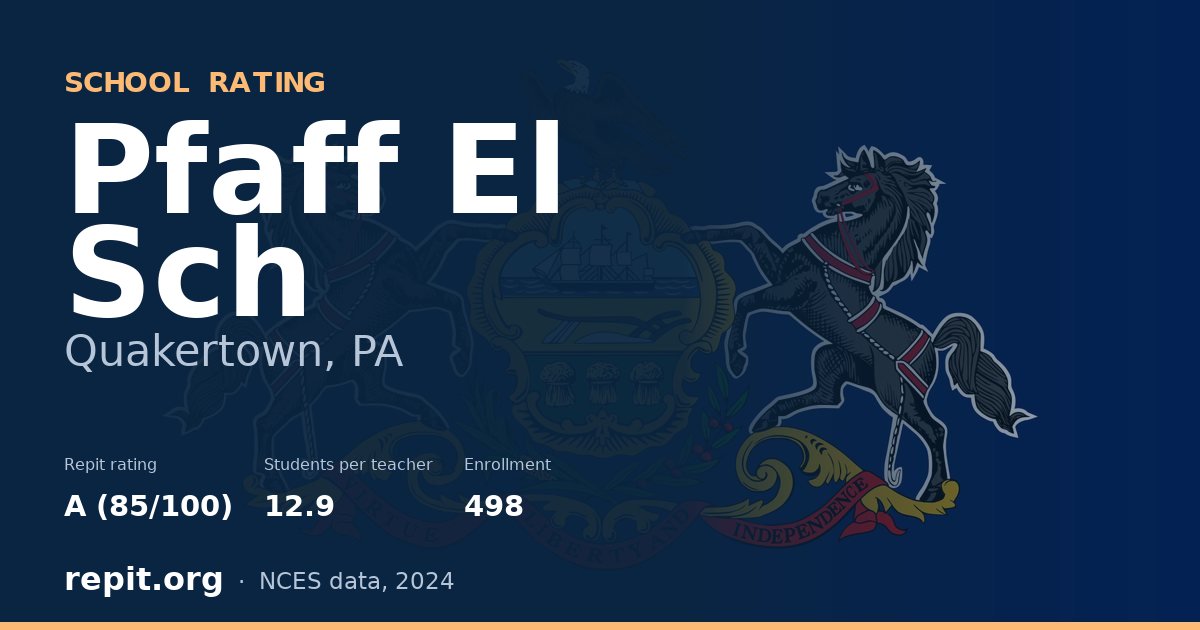 Pfaff El Sch, Quakertown, PA — Repit school rating A (85/100)