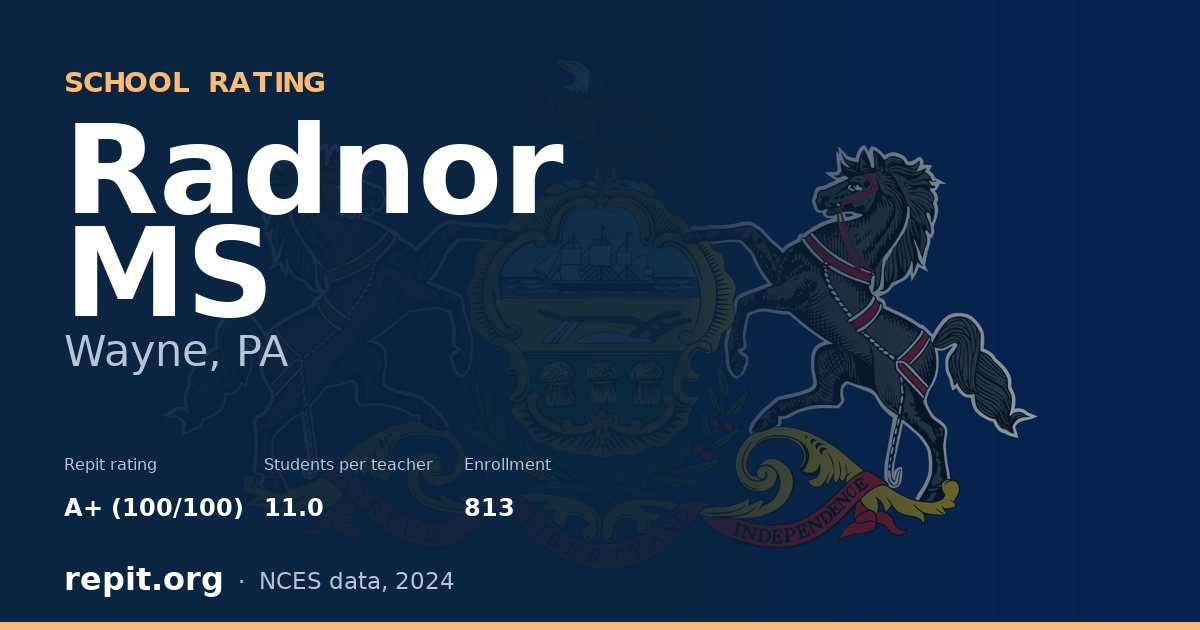 Radnor MS, Wayne, PA — Repit school rating A+ (100/100)