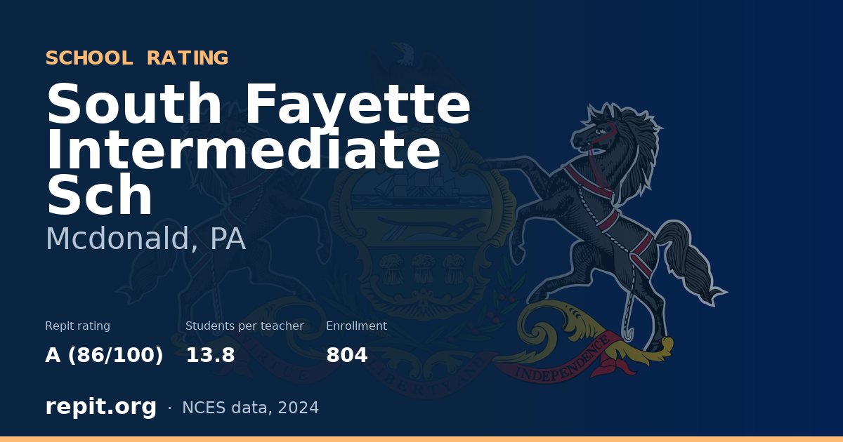 South Fayette Intermediate Sch, Mcdonald, PA — Repit school rating A (86/100)