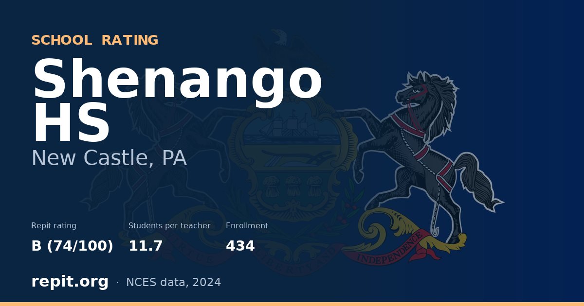 Shenango HS, New Castle, PA — Repit school rating B (74/100)