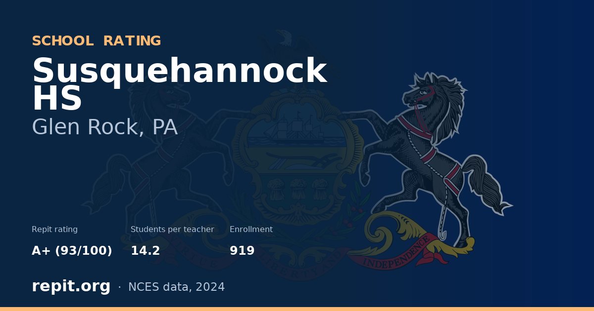 Susquehannock HS, Glen Rock, PA — Repit school rating A+ (93/100)
