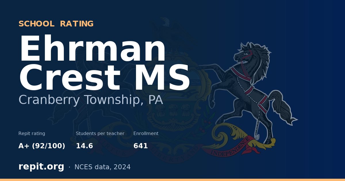 Ehrman Crest MS, Cranberry Township, PA — Repit school rating A+ (92/100)