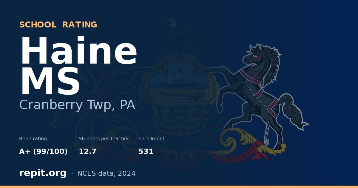 Haine MS, Cranberry Twp, PA — Repit school rating A+ (99/100)