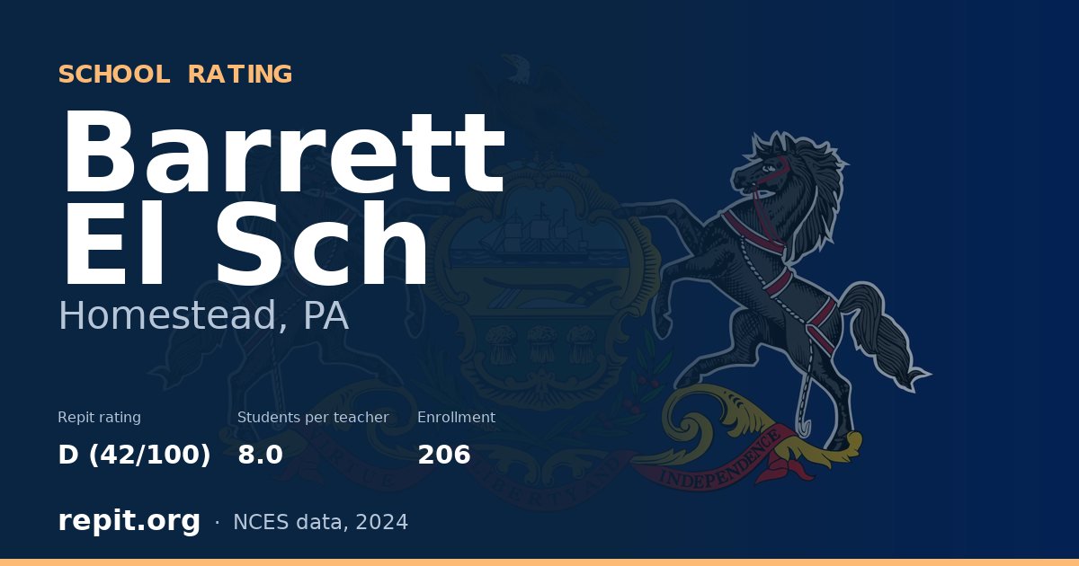 Barrett El Sch, Homestead, PA — Repit school rating D (42/100)