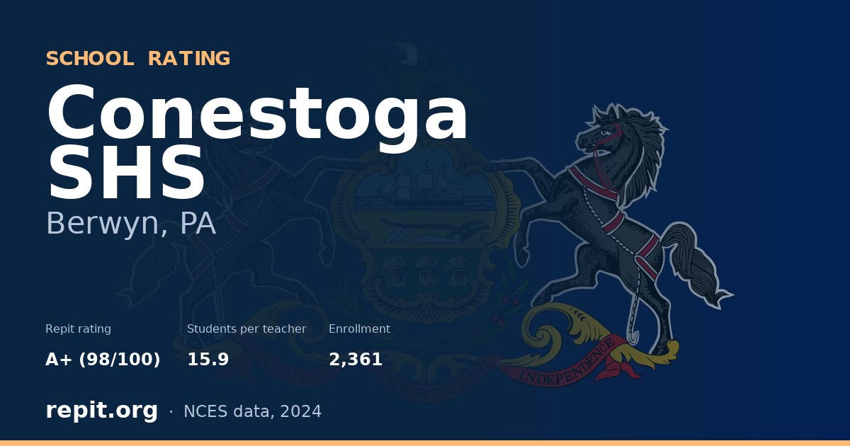 Conestoga SHS, Berwyn, PA — Repit school rating A+ (98/100)