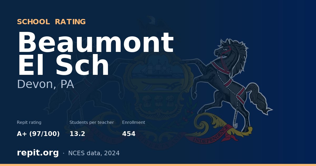 Beaumont El Sch, Devon, PA — Repit school rating A+ (97/100)