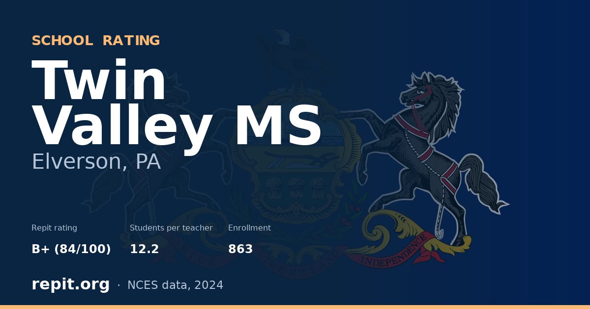 Twin Valley MS, Elverson, PA — Repit school rating B+ (84/100)