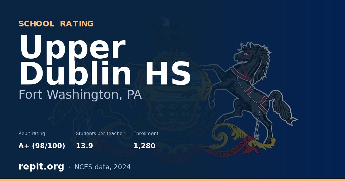 Upper Dublin HS, Fort Washington, PA — Repit school rating A+ (98/100)
