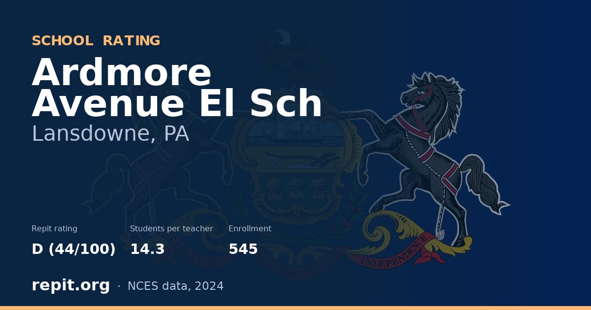 Ardmore Avenue El Sch, Lansdowne, PA — Repit school rating D (44/100)