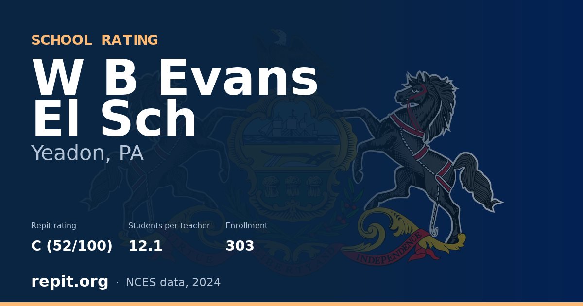 W B Evans El Sch, Yeadon, PA — Repit school rating C (52/100)