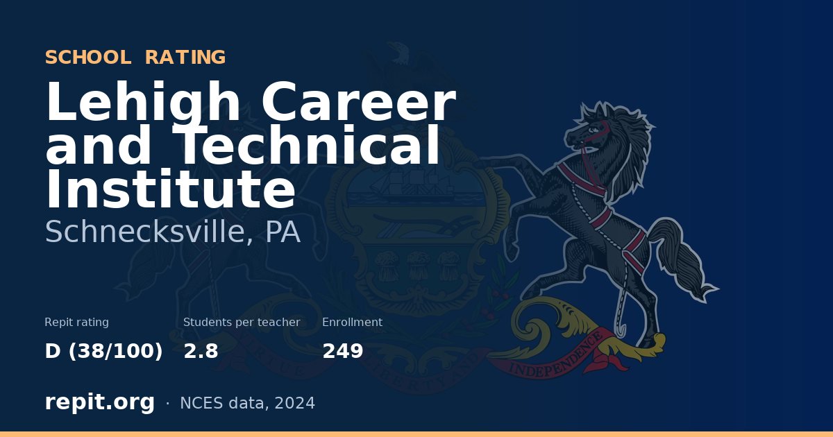 Lehigh Career and Technical Institute, Schnecksville, PA — Repit school rating D (38/100)