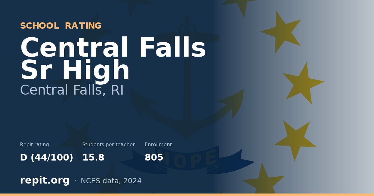 Central Falls Sr High, Central Falls, RI — Repit school rating D (44/100)