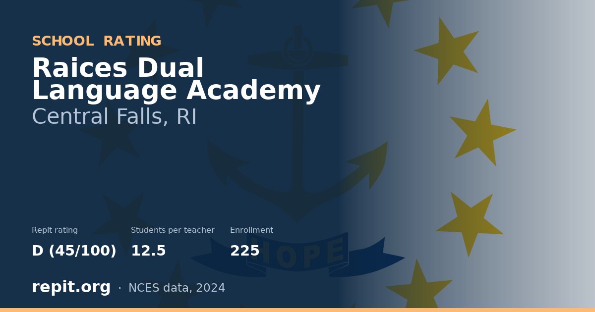 Raices Dual Language Academy, Central Falls, RI — Repit school rating D (45/100)