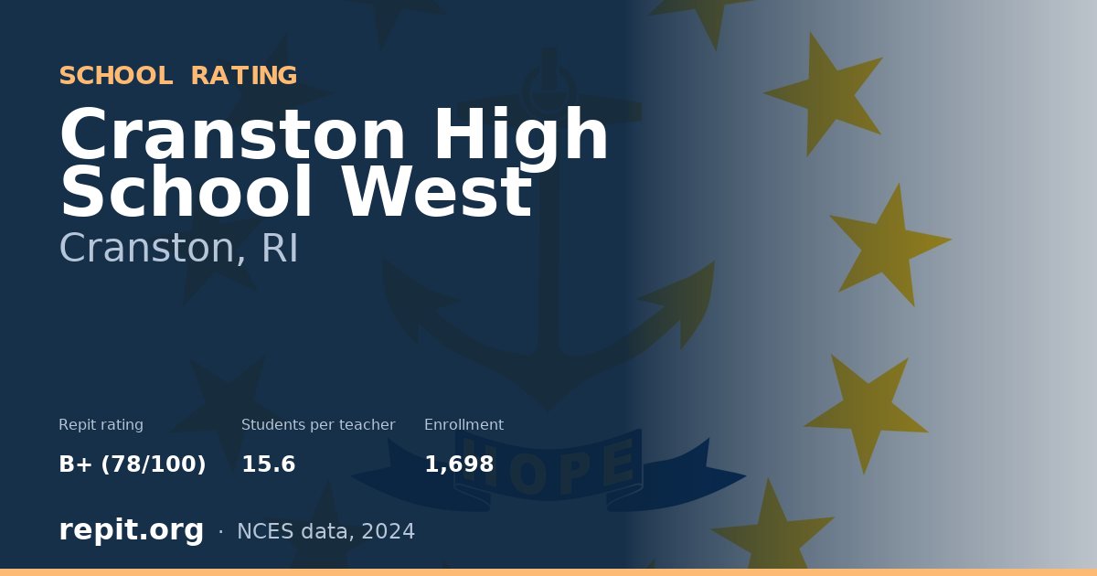 Cranston High School West, Cranston, RI — Repit school rating B+ (78/100)