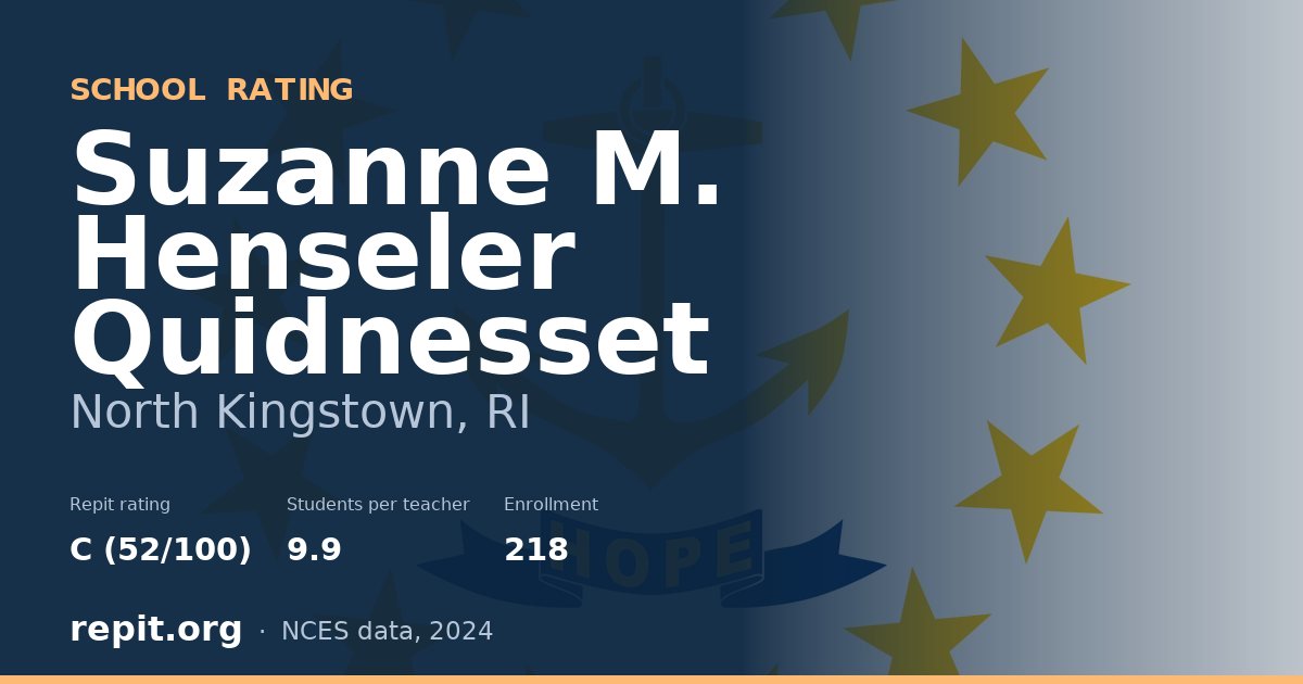 Suzanne M. Henseler Quidnesset, North Kingstown, RI — Repit school rating C (52/100)