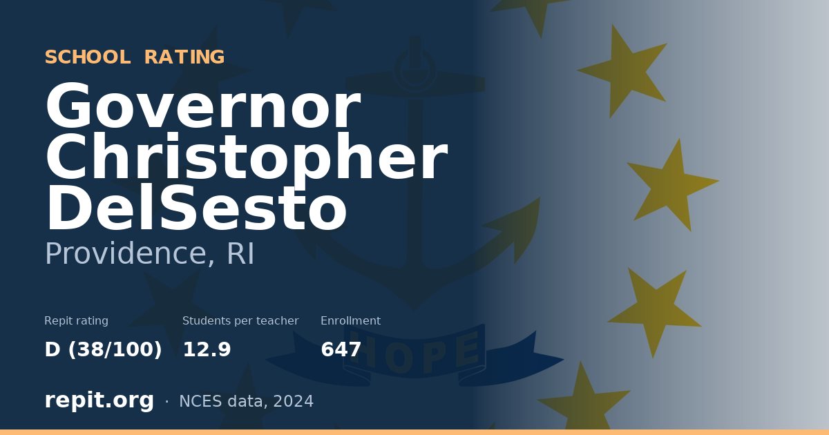 Governor Christopher DelSesto, Providence, RI — Repit school rating D (38/100)