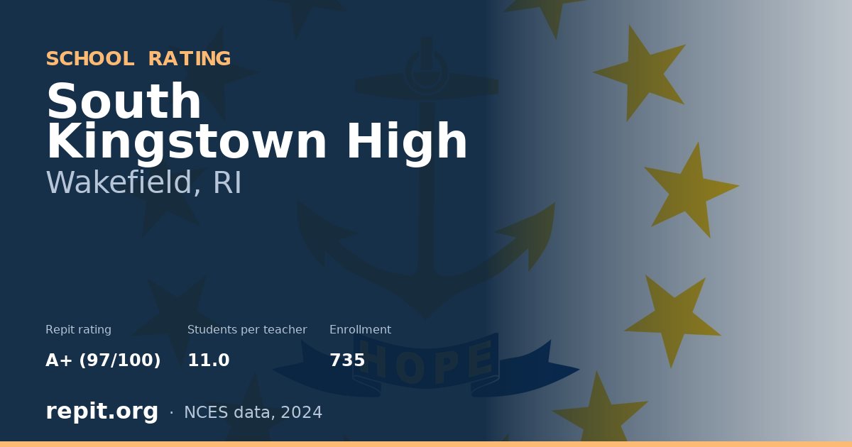 South Kingstown High, Wakefield, RI — Repit school rating A+ (97/100)