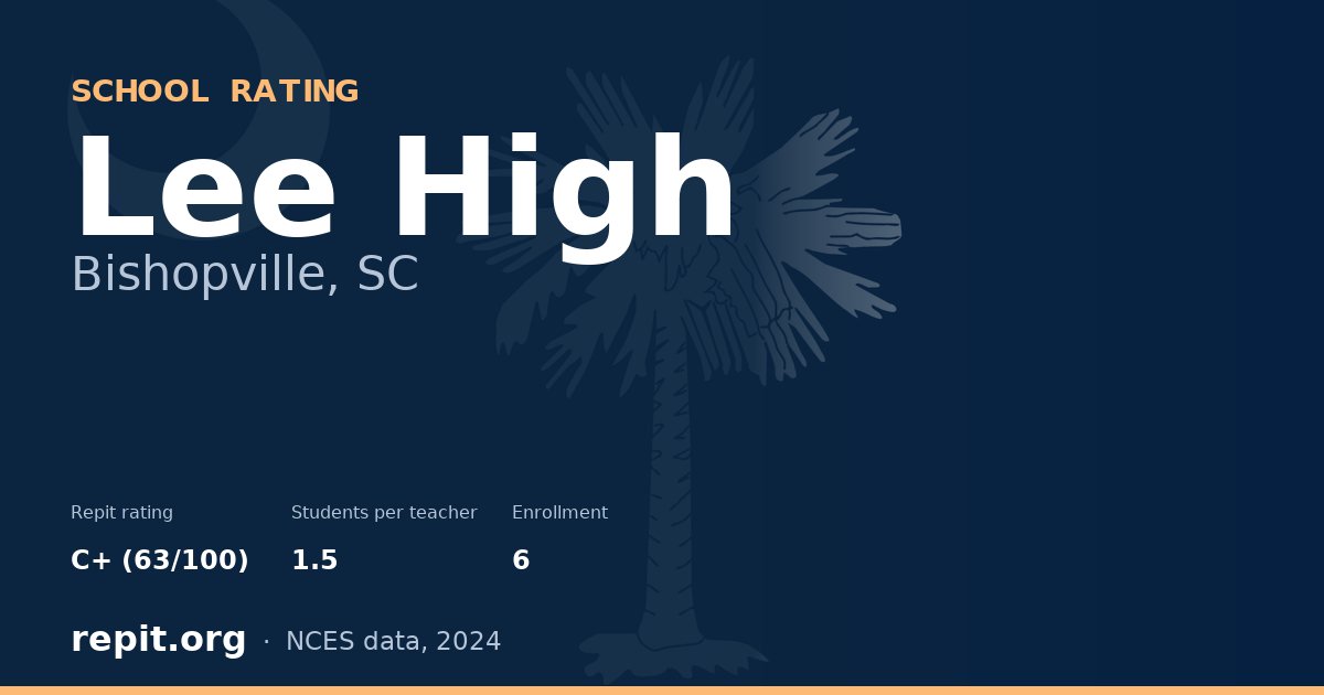 Lee High, Bishopville, SC — Repit school rating C+ (63/100)