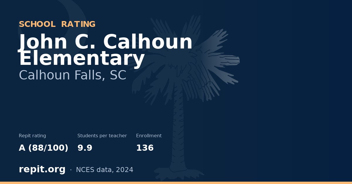 John C. Calhoun Elementary, Calhoun Falls, SC — Repit school rating A (88/100)