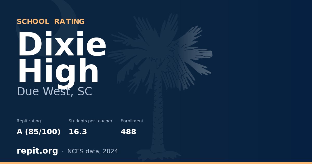 Dixie High, Due West, SC — Repit school rating A (85/100)