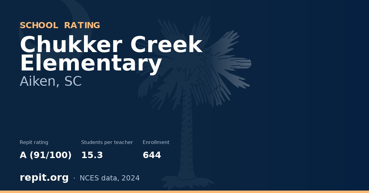 Chukker Creek Elementary, Aiken, SC — Repit school rating A (91/100)