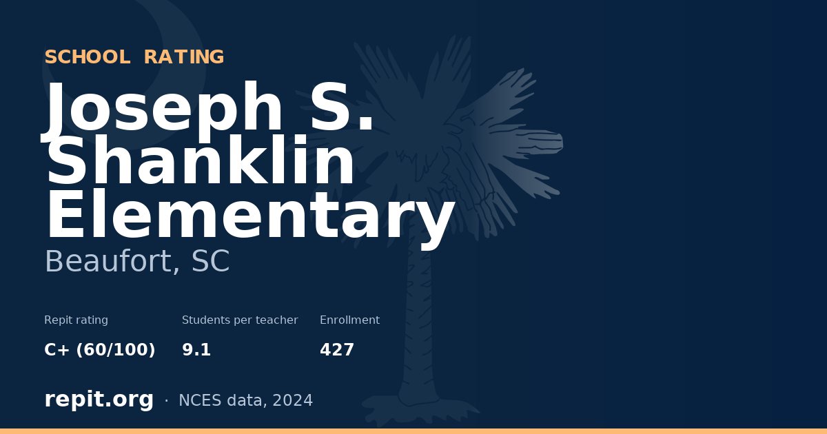 Joseph S. Shanklin Elementary, Beaufort, SC — Repit school rating C+ (60/100)