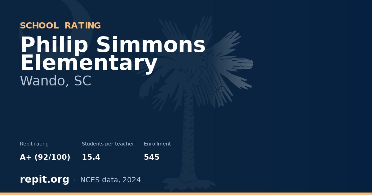 Philip Simmons Elementary, Wando, SC — Repit school rating A+ (92/100)