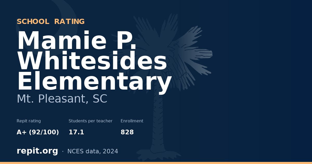 Mamie P. Whitesides Elementary, Mt. Pleasant, SC — Repit school rating A+ (92/100)