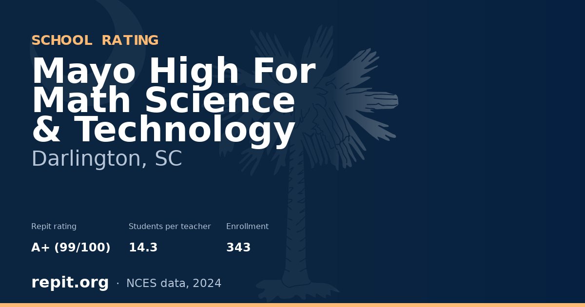 Mayo High For Math Science & Technology, Darlington, SC — Repit school rating A+ (99/100)