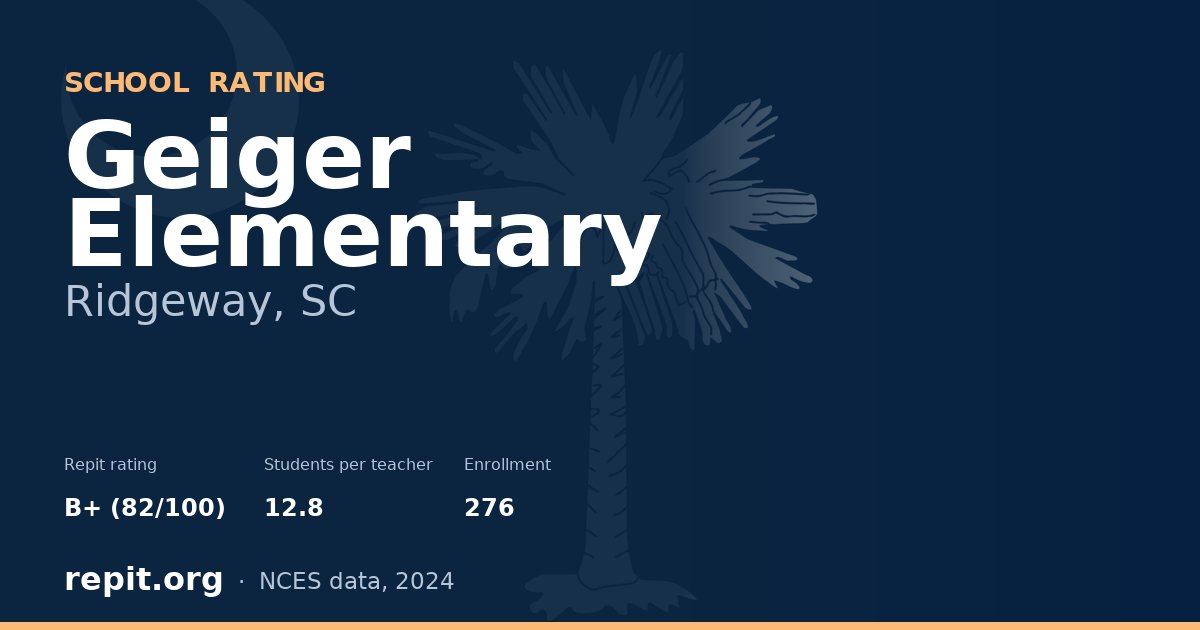 Geiger Elementary, Ridgeway, SC — Repit school rating B+ (82/100)