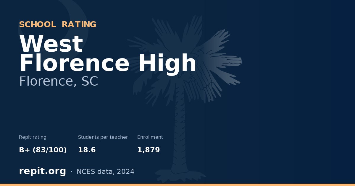 West Florence High, Florence, SC — Repit school rating B+ (83/100)