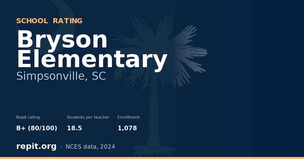 Bryson Elementary, Simpsonville, SC — Repit school rating B+ (80/100)