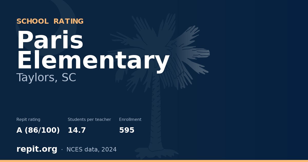 Paris Elementary, Taylors, SC — Repit school rating A (86/100)