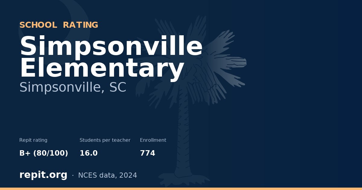 Simpsonville Elementary, Simpsonville, SC — Repit school rating B+ (80/100)