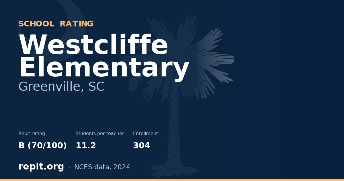 Westcliffe Elementary, Greenville, SC — Repit school rating B (70/100)