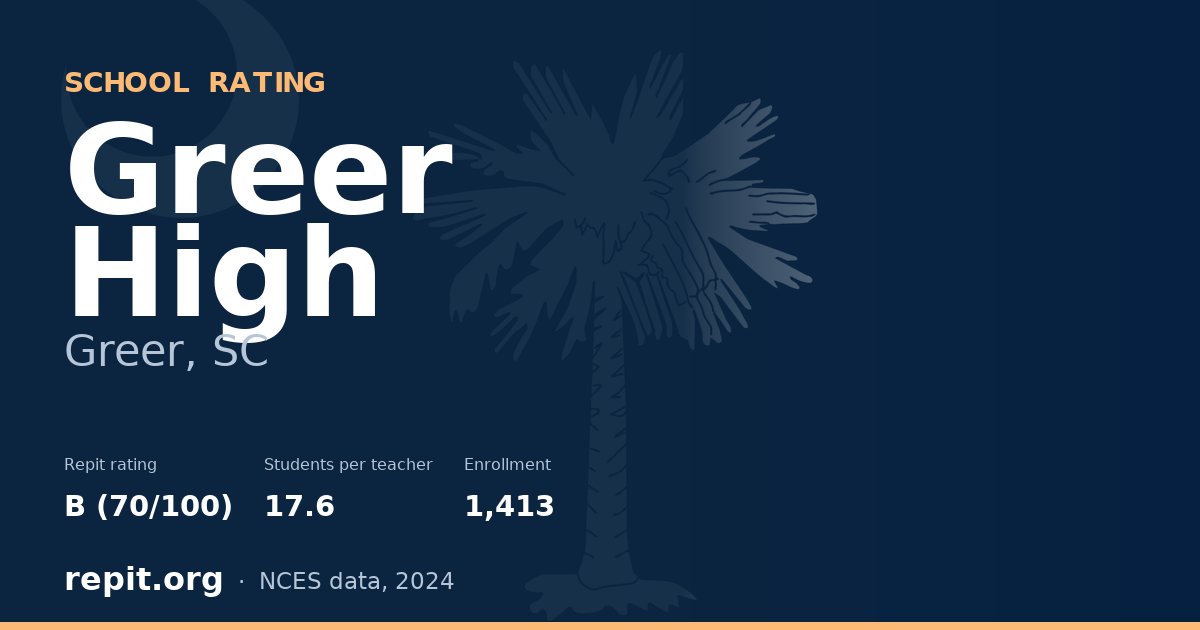 Greer High, Greer, SC — Repit school rating B (70/100)