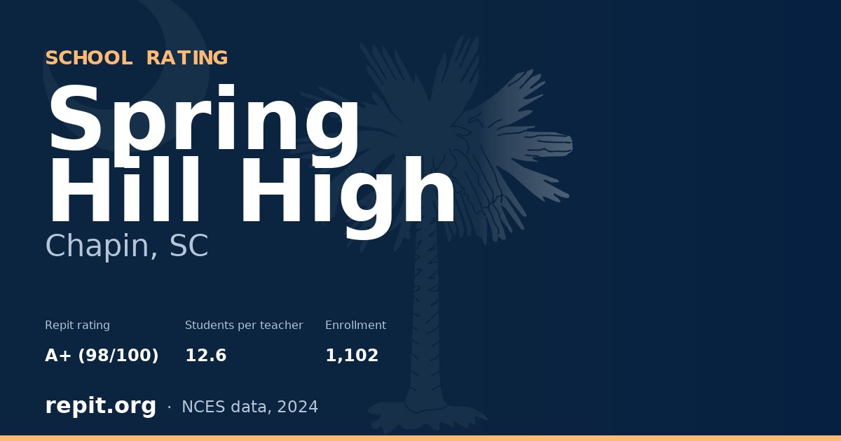 Spring Hill High, Chapin, SC — Repit school rating A+ (98/100)