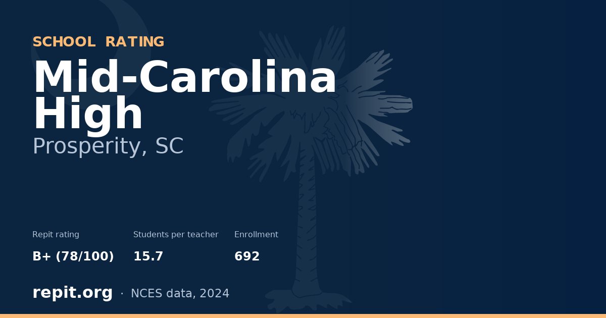 Mid-Carolina High, Prosperity, SC — Repit school rating B+ (78/100)