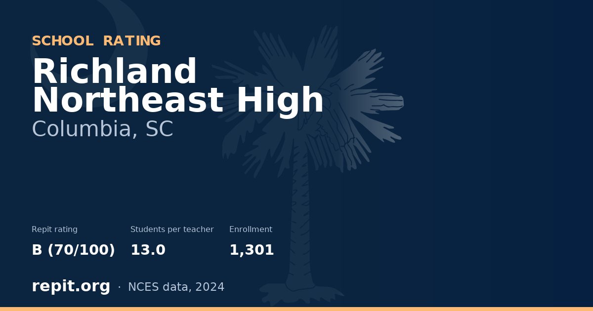 Richland Northeast High, Columbia, SC — Repit school rating B (70/100)