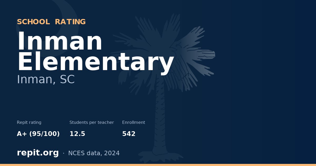 Inman Elementary, Inman, SC — Repit school rating A+ (95/100)