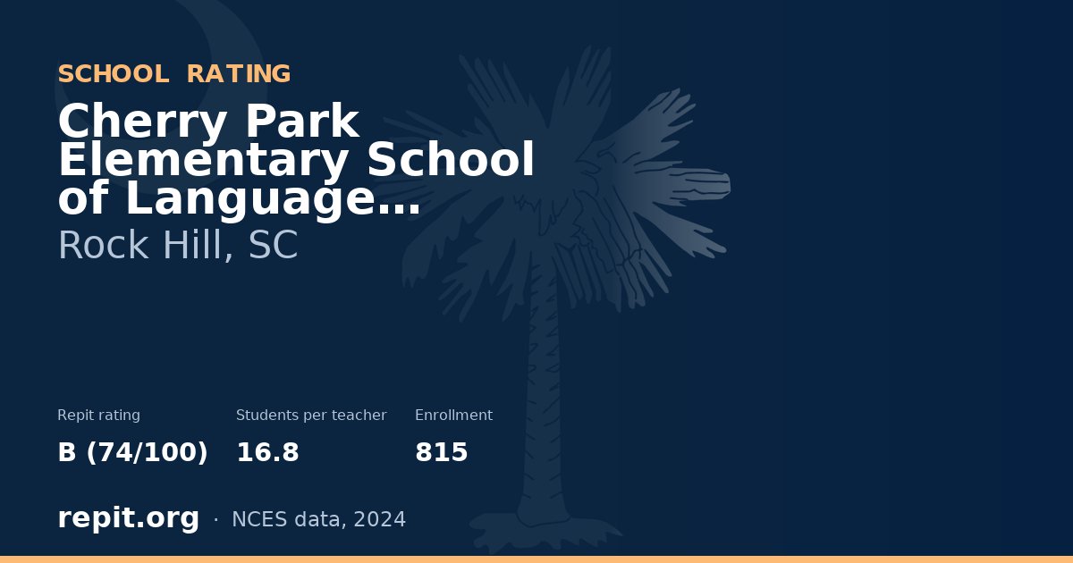 Cherry Park Elementary School of Language Immersion, Rock Hill, SC — Repit school rating B (74/100)