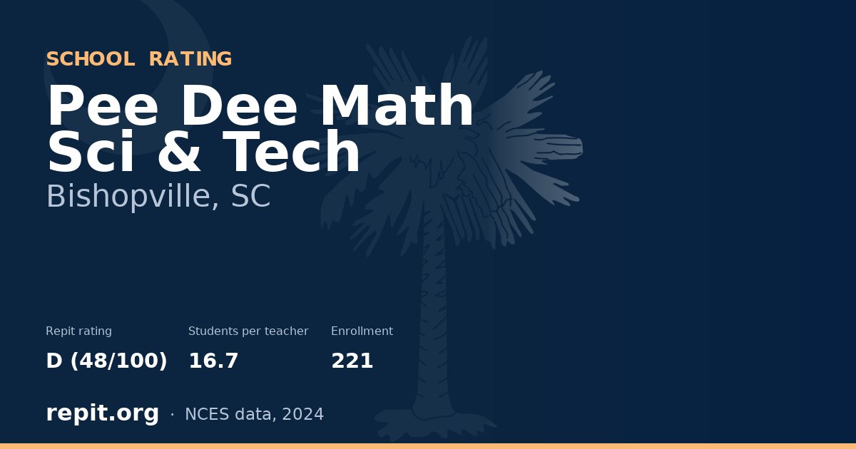 Pee Dee Math Sci & Tech, Bishopville, SC — Repit school rating D (48/100)