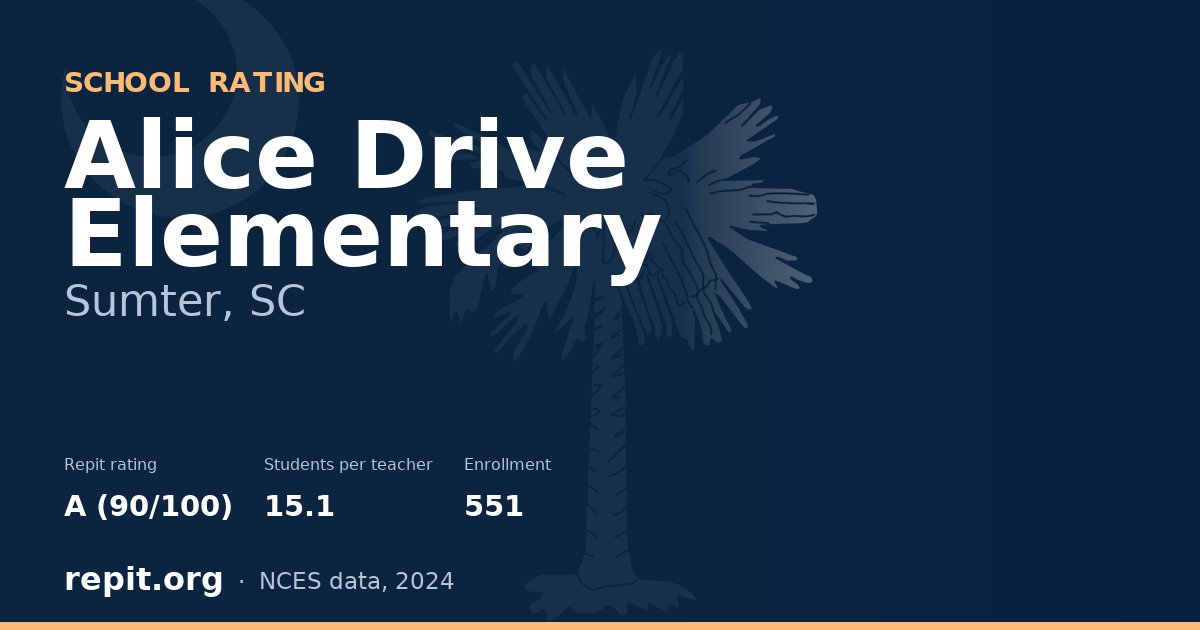 Alice Drive Elementary, Sumter, SC — Repit school rating A (90/100)