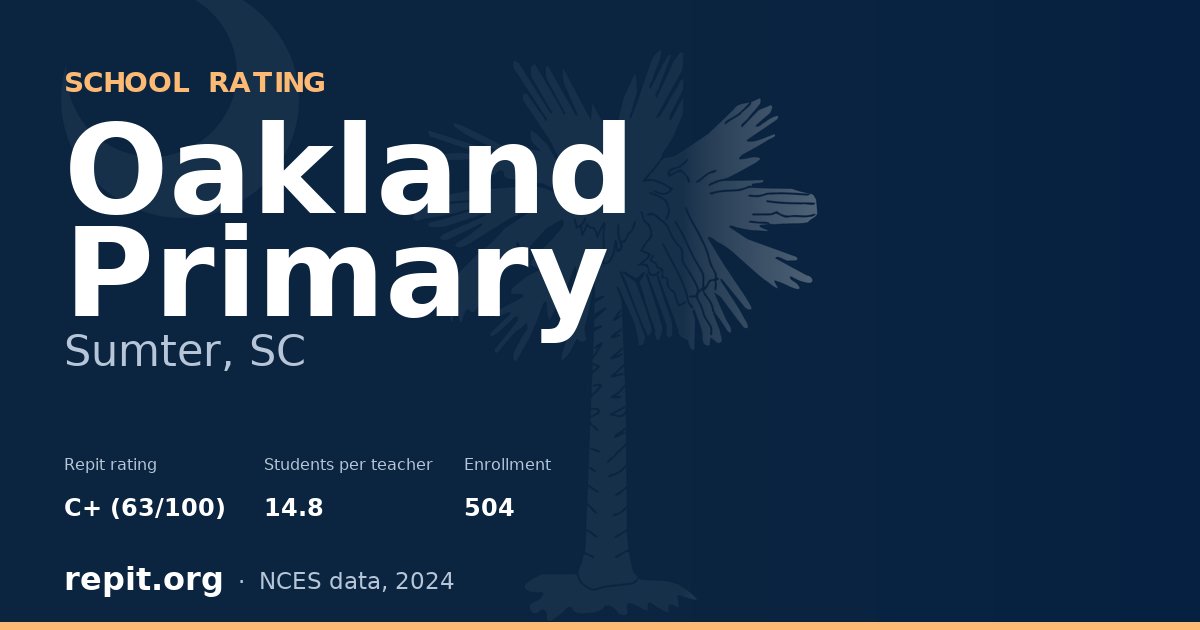 Oakland Primary, Sumter, SC — Repit school rating C+ (63/100)