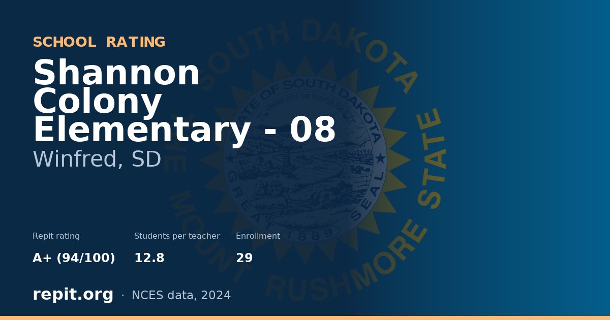 Shannon Colony Elementary - 08, Winfred, SD — Repit school rating A+ (94/100)