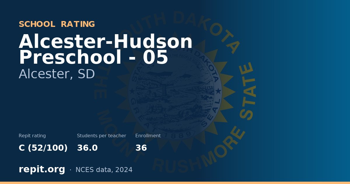 Alcester-Hudson Preschool - 05, Alcester, SD — Repit school rating C (52/100)
