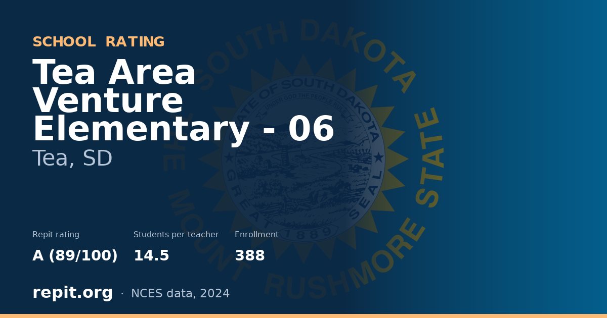 Tea Area Venture Elementary - 06, Tea, SD — Repit school rating A (89/100)