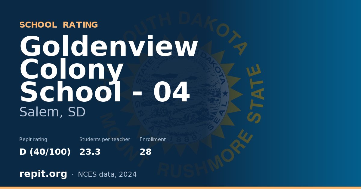 Goldenview Colony School - 04, Salem, SD — Repit school rating D (40/100)