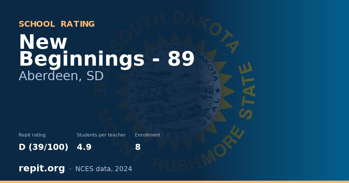 New Beginnings - 89, Aberdeen, SD — Repit school rating D (39/100)